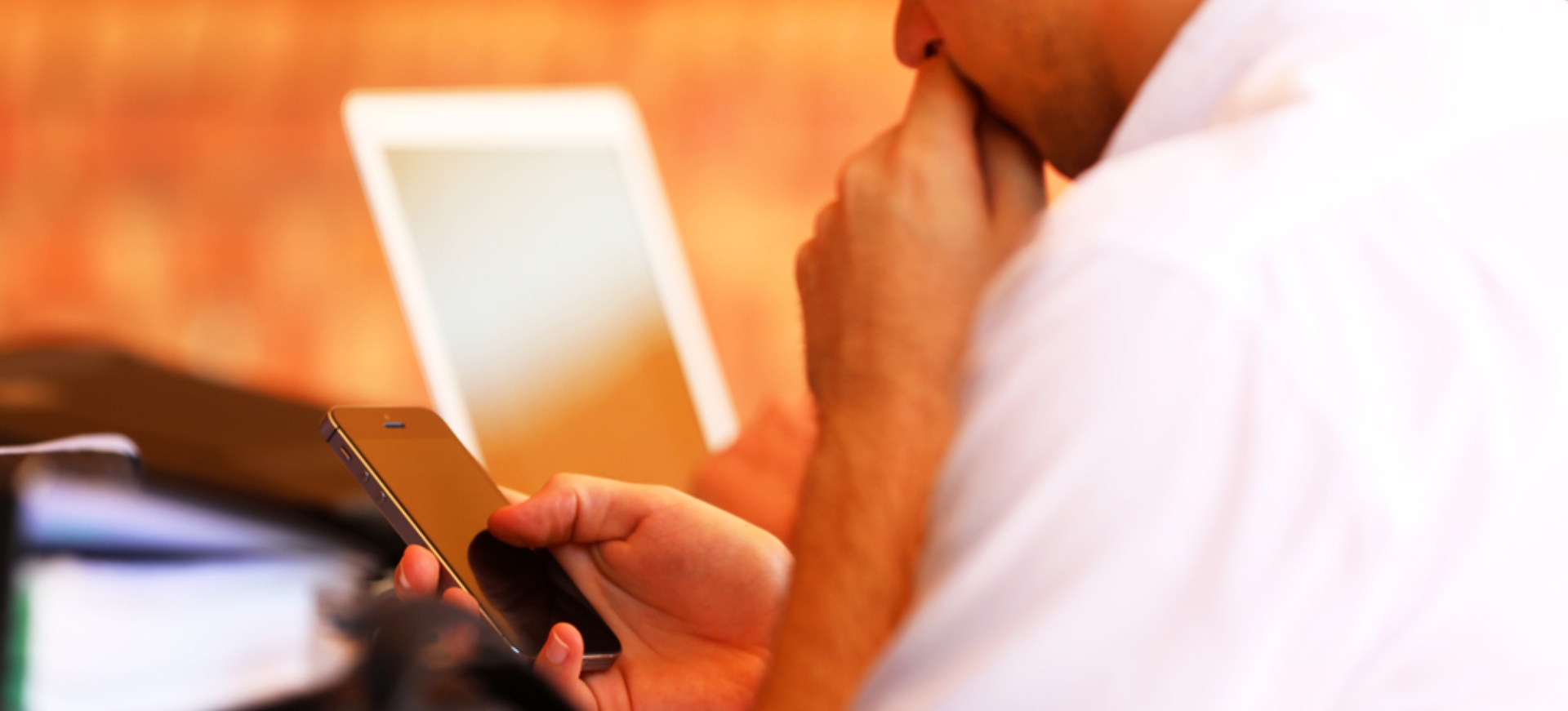 Man being bullied by email or text at work