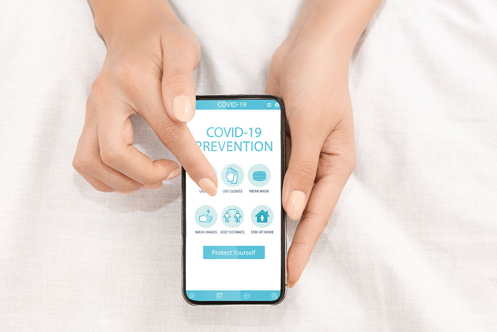 a covid app on a mobile phone