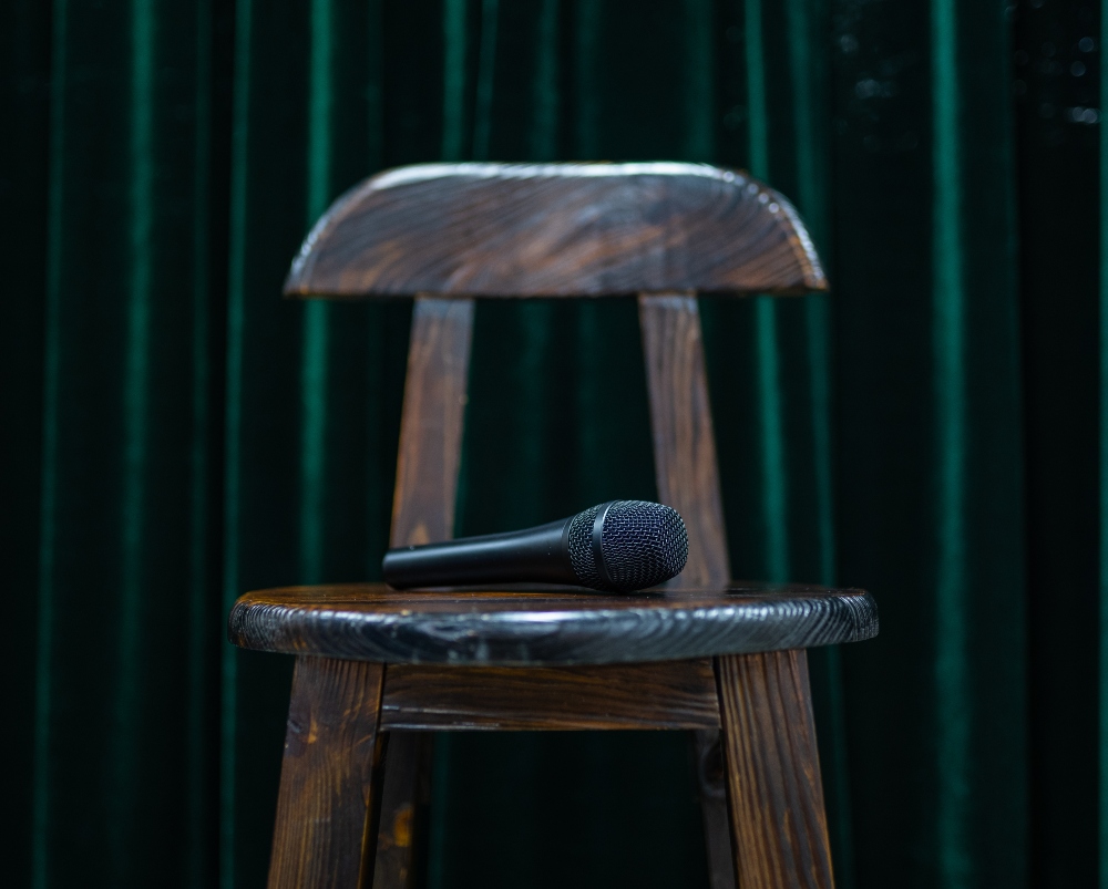Microphone on a chair on stage