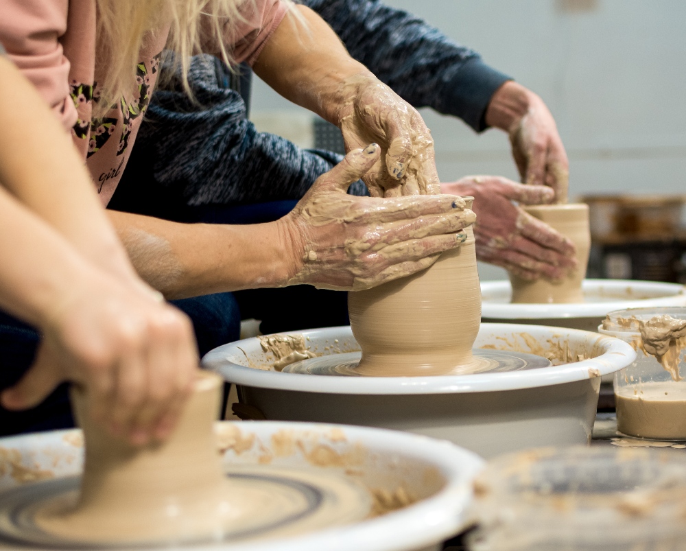 Pottery classes using a pottery wheel
