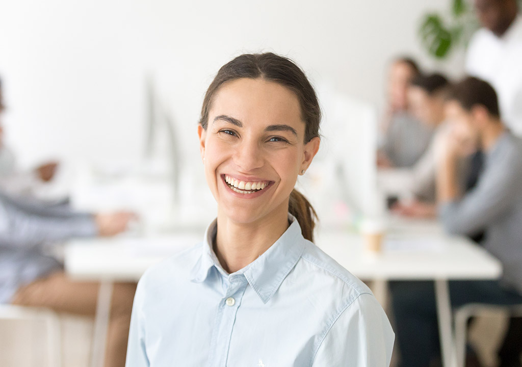 A happy smiling volunteer.